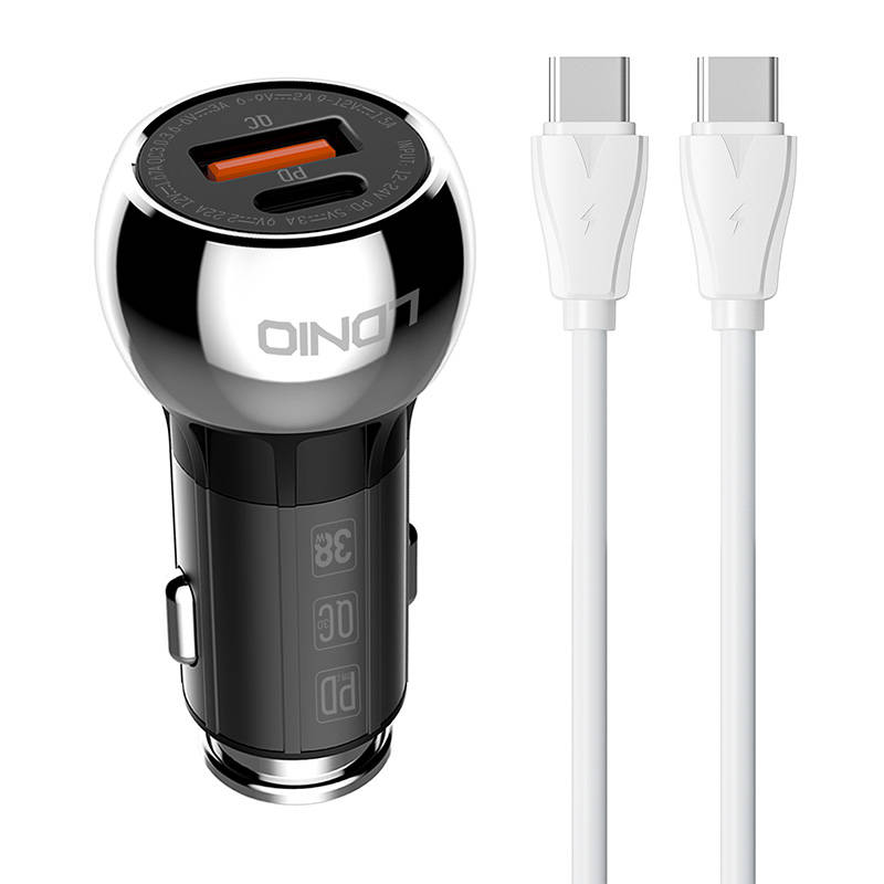 LDNIO C1 USB, USB-C auto punjač + USB-C - USB-C kabel