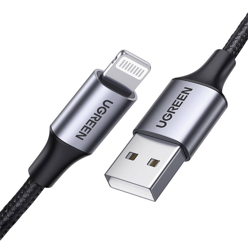 Kabel Lightning na USB-A UGREEN 2.4A US199, 1.5m (crni)