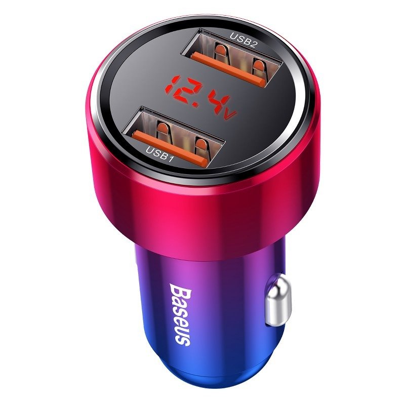 Baseus Magic auto punjač 2x USB QC 3.0 45W (crveni+plavi)