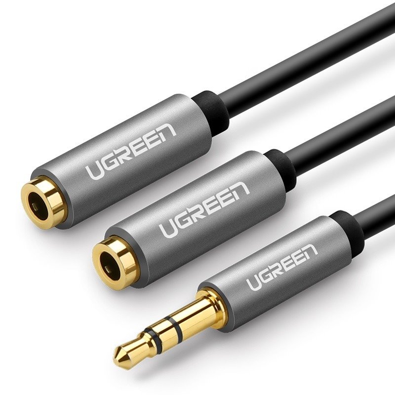 UGREEN AUX Audio razdjelnik s priključkom 3,5 mm kabel, 20 cm (srebrni)