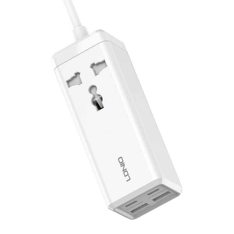 Razdjelnik s 1 AC utičnicom, 2x USB, 2x USB-C LDNIO SC1418, EU/US, 2500W (bijeli)