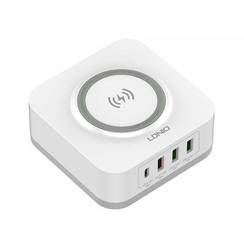 Bežični indukcijski punjač LDNIO AW004, 3x USB + USB-C, 32W (bijeli)