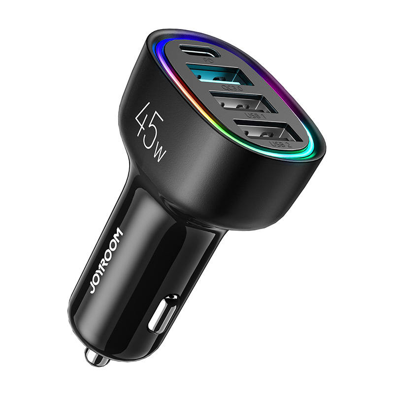 Auto punjač Joyroom JR-CL09, 4 priključka, 1x USB-C PD, 1x QC3.0 USB, 2x USB (crni)