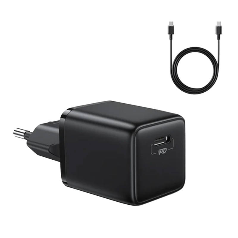 Pametni mini punjač Joyroom L-P251 PD 25 W + USB-C na USB-C kabel (crni)