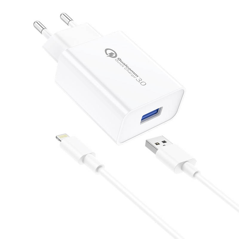 Foneng EU13 zidni punjač + USB na Lightning kabel, 3 A (bijeli)