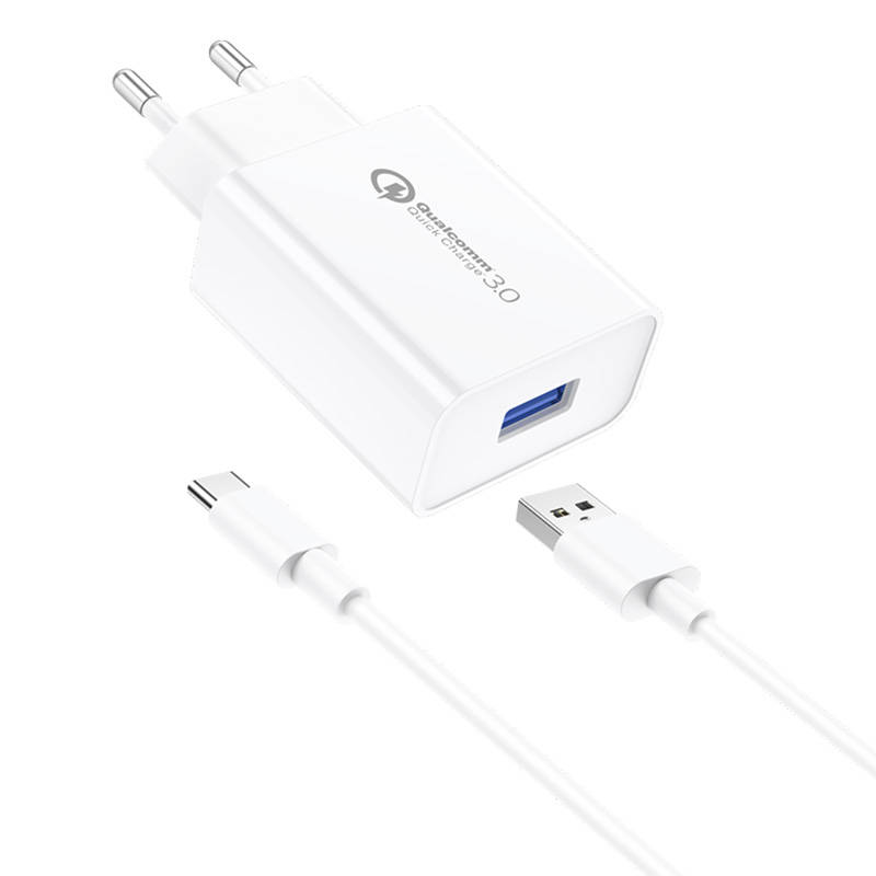 Foneng EU13 zidni punjač + USB na USB-C kabel, 3 A (bijeli)