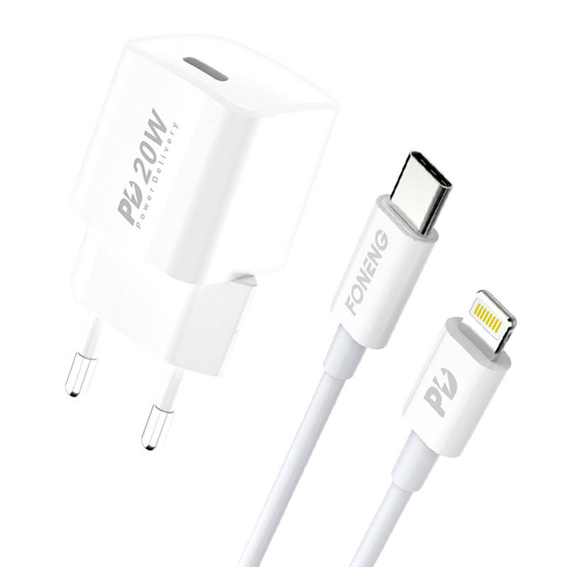 Brzi punjač Foneng 1x USB EU38 + USB Lightning kabel