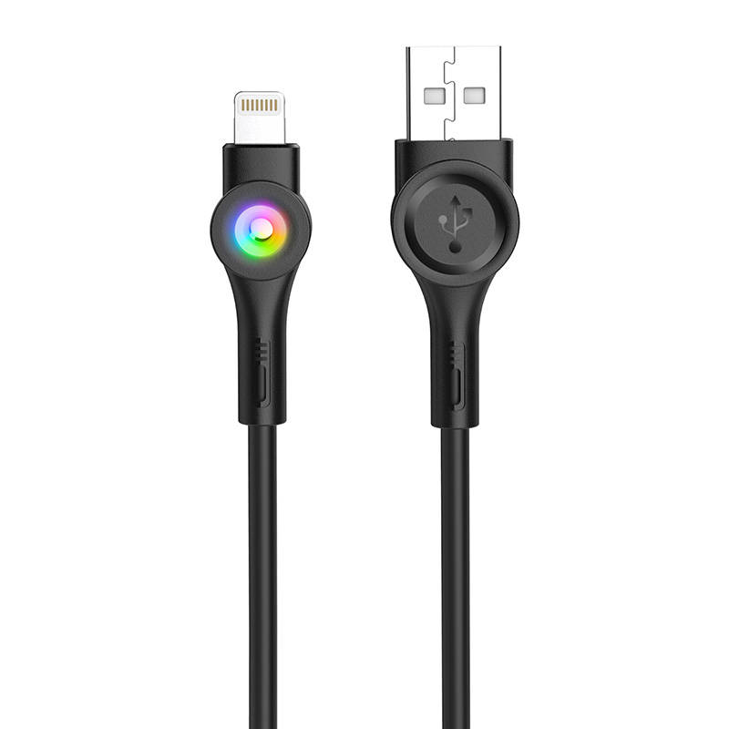 Foneng X59 USB na Lightning kabel, LED, 3A, 1m (crni)