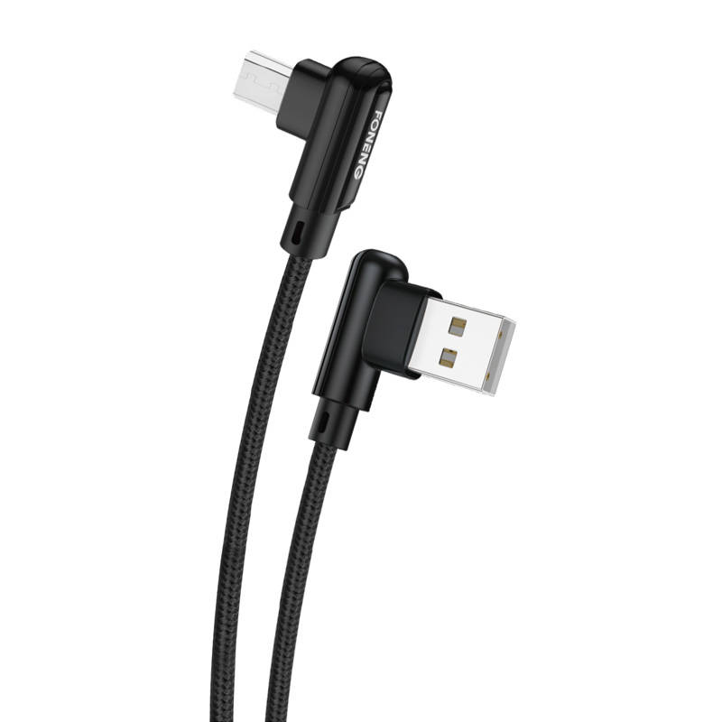 Foneng X70 kutni USB na mikro USB kabel, 3 A, 1 m (crni) (paket od 5 komada)