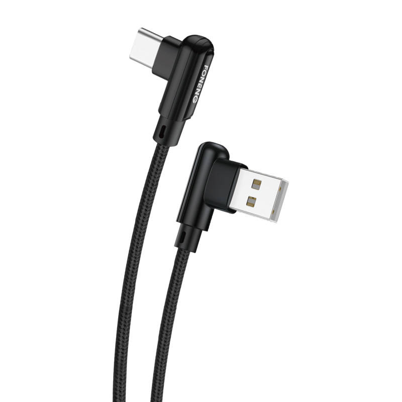 Foneng X70 kutni USB na USB-C kabel, 3A, 1m (crni)