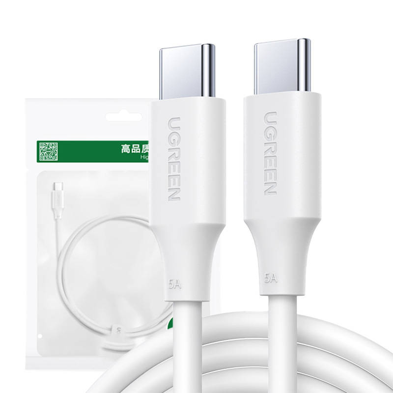 Kabel USB-C na USB-C UGREEN 15171 (bijeli) (paket od 5 komada)