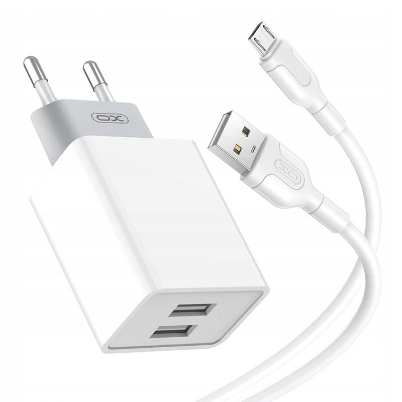 Zidni punjač XO L65EU s mikro usb kabelom 2xUSB (bijeli)