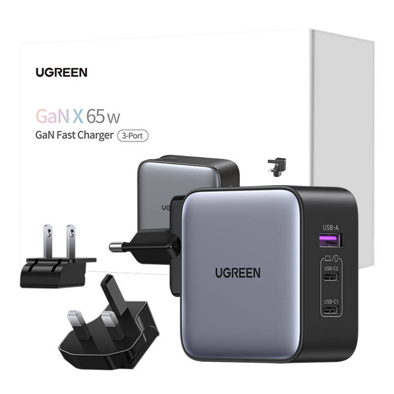 Ugreen Nexode zidni punjač, ​​2x USB-C + USB, 65W