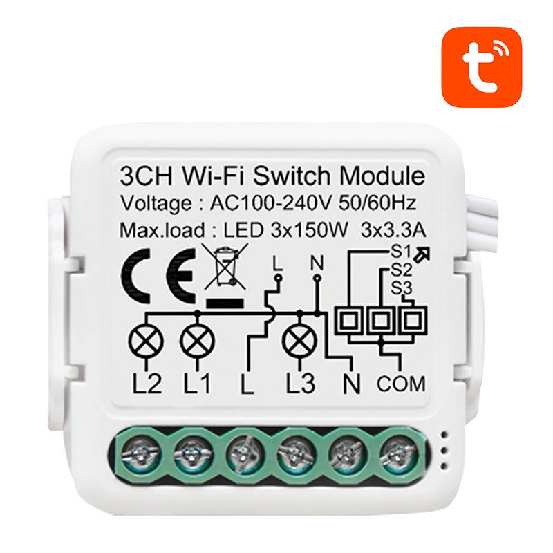 Modul pametnog prekidača WiFi Avatto N-WSM01-3 TUYA