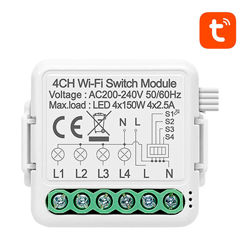 Modul pametnog prekidača WiFi Avatto N-WSM01-4 TUYA