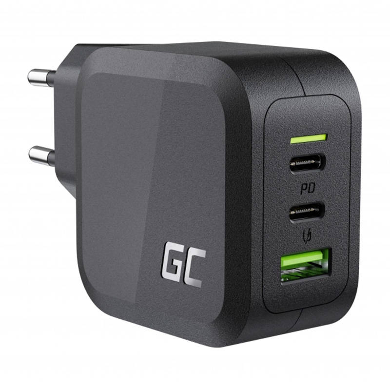 Punjač Green Cell GC PowerGaN 65W (2x USB-C Power Delivery, 1x USB-A kompatibilan s Quick Charge 3.0)