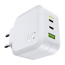 Punjač Green Cell GC PowerGaN 65W (2x USB-C Power Delivery, 1x USB-A kompatibilan s Quick Charge 3.0) (bijeli)