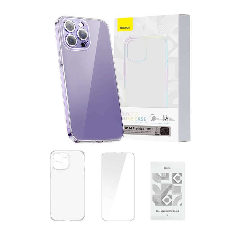 Maska za telefon Baseus Crystal Clear za iPhone 14 Pro Max (prozirna) (paket od 2 komada)