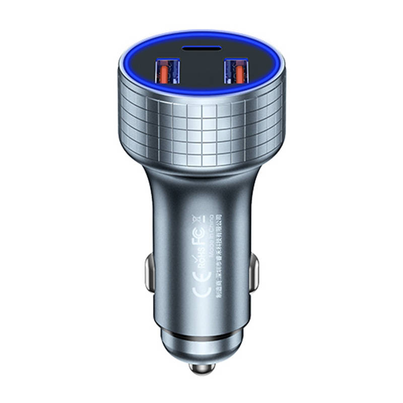 Auto punjač 2x USB, USB-C Remax RCC327, 83W (potamni)