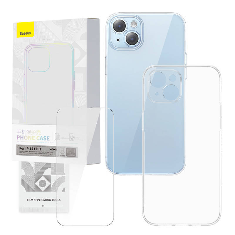 Transparent Case i kaljeno staklo set Baseus Corning za iPhone 14 Plus