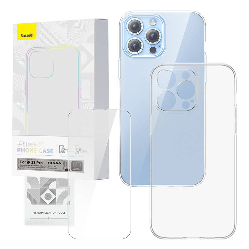 Transparent Case i kaljeno staklo set Baseus Corning za iPhone 13 Pro