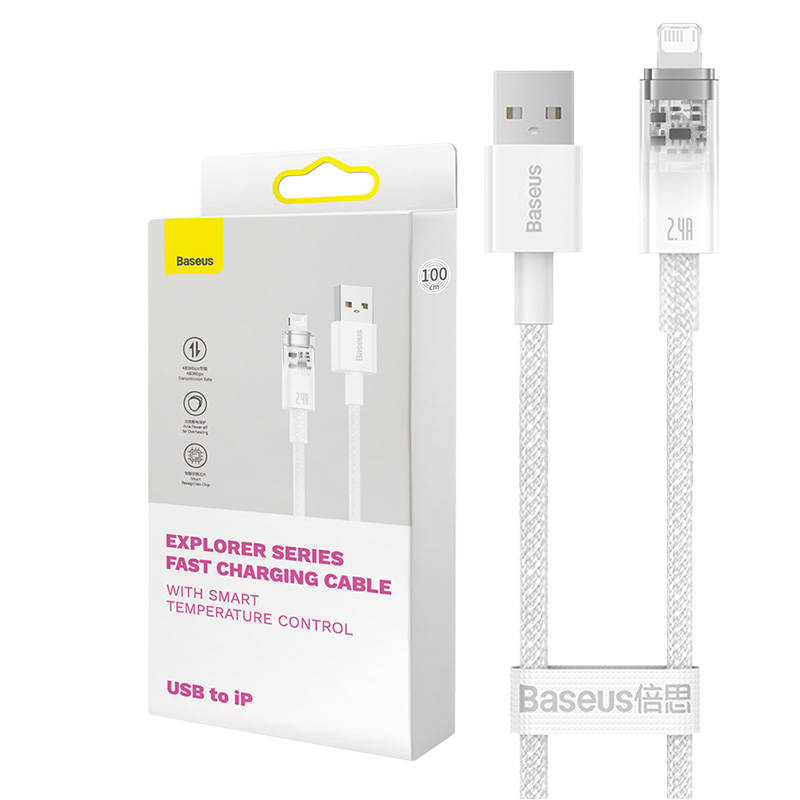 Kabel za brzo punjenje Baseus USB-A na Lightning Explorer Series 2m, 2.4A (bijeli)