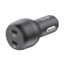 Auto punjač Budi, 2x USB-C, 40W, PD (crni)