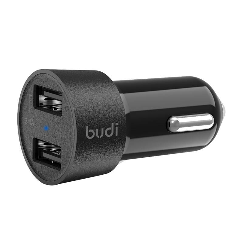 LED auto punjač Budi, 2x USB, 3.4A (crni)