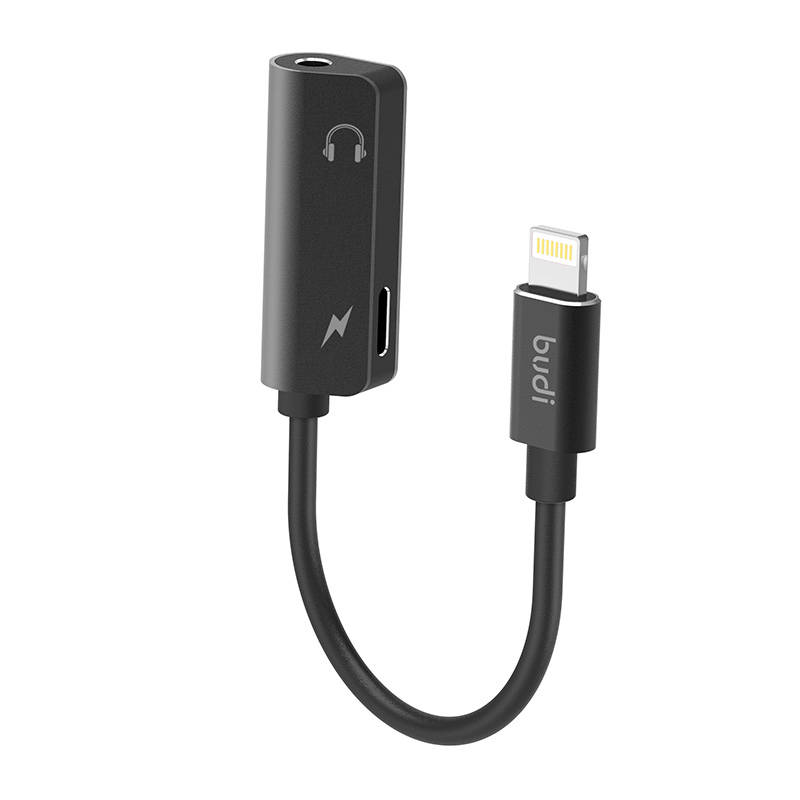 Lightning na AUX mini jack 3,5 mm adapter + Lightning Budi (crni)