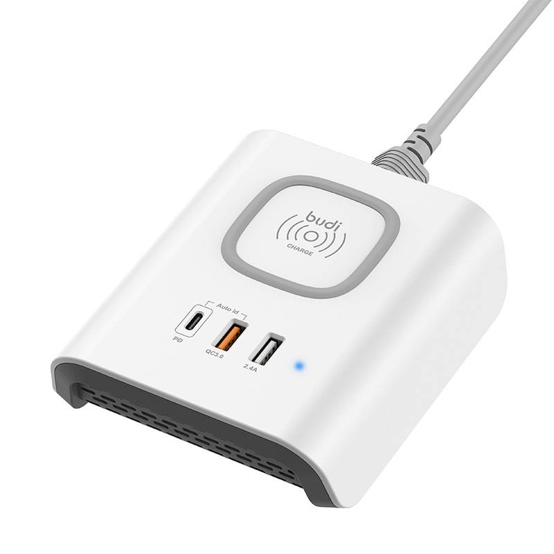 Bežični punjač Budi QC3.0 2xUSB 5V 2.4A (Bijeli)