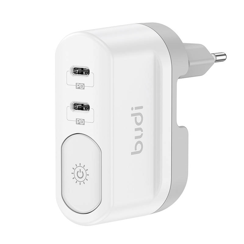 Zidni punjač sa noćnim svjetlom, Budi 2xUSB-C 40W