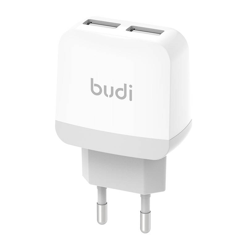 Zidni punjač, ​​Budi 2x USB 5V 2.4A (Bijeli)