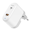 Budi 328E univerzalni zidni punjač, ​​USB + USB-C, 18 W + EU/UK/US adapteri (bijeli)