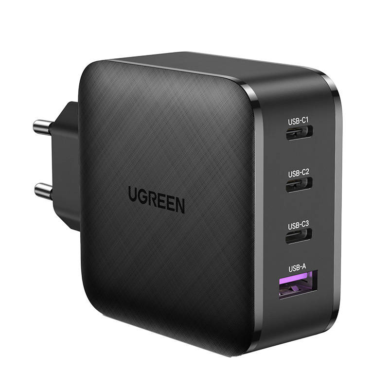 Zidni punjač GaN UGREEN CD224, 3x USB-C, 1x USB, Power Delivery 3.0, GaN, 65W (crni)