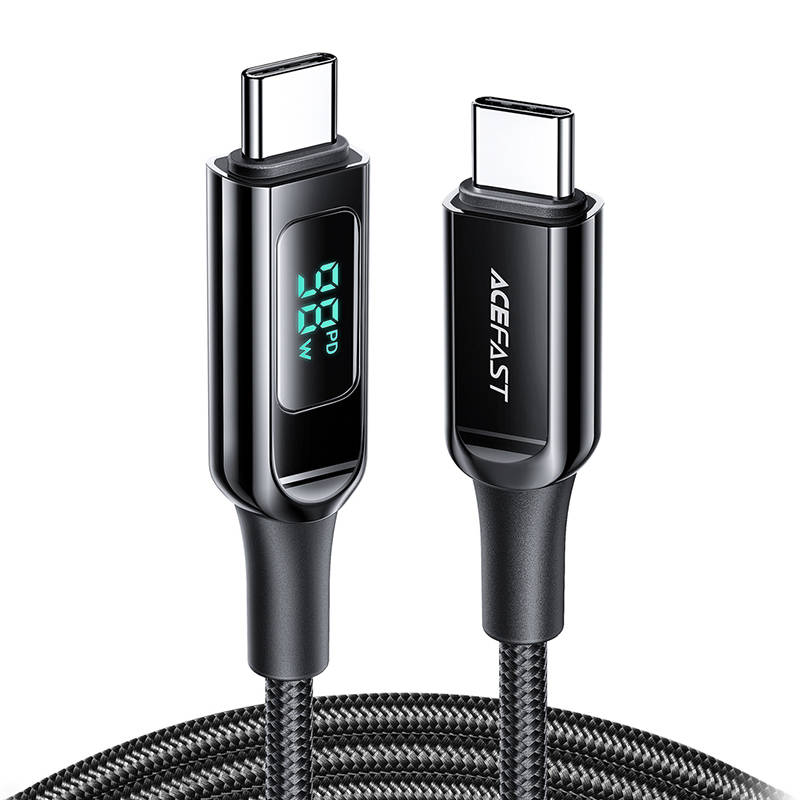 Kabel USB-C na USB-C Acefast C6-03 sa zaslonom, 100W, 2m (crni)