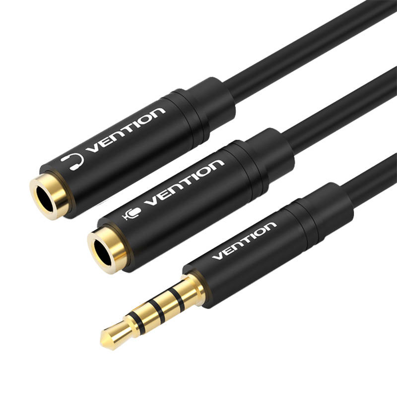 Stereo razdjelnik 3,5 mm muški na dvostruki 3,5 mm ženski otvor BBVBY 0,3 m (crni)