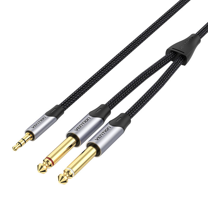 Mini utičnica kabela 3,5 mm do 2x utičnica 6,5 ​​mm Vention BARHG 1,5 m (siva) (paket od 5 komada)