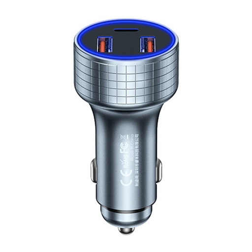 [047705] Auto punjač 2x USB, USB-C Remax RCC327, 83W (potamni)