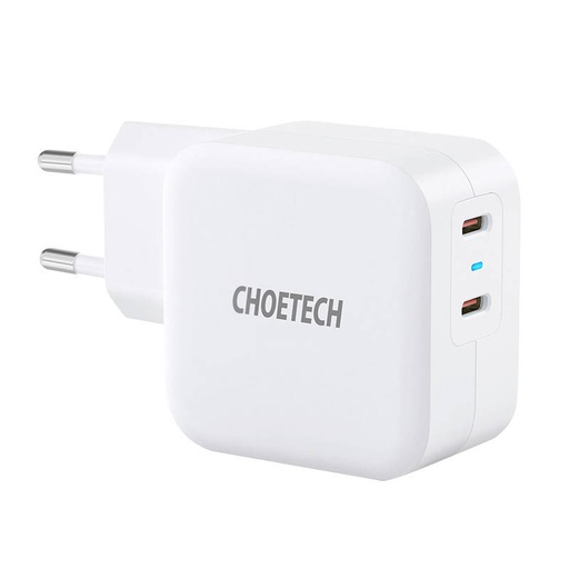 [047570] Choetech PD6009 zidni punjač 2x USB-C 20W (bijeli)