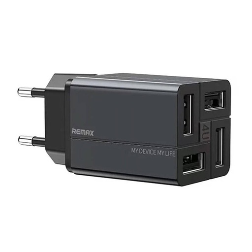 [047772] Zidni punjač Remax, RP-U43, 4x USB, 3.4A (crni)