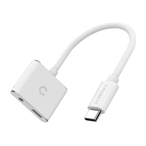 [049088] Audio adapter USB-C na mini jack 3,5 mm i USB-C Cygnett Essential (bijeli)