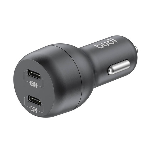 [050610] Auto punjač Budi, 2x USB-C, 40W, PD (crni)