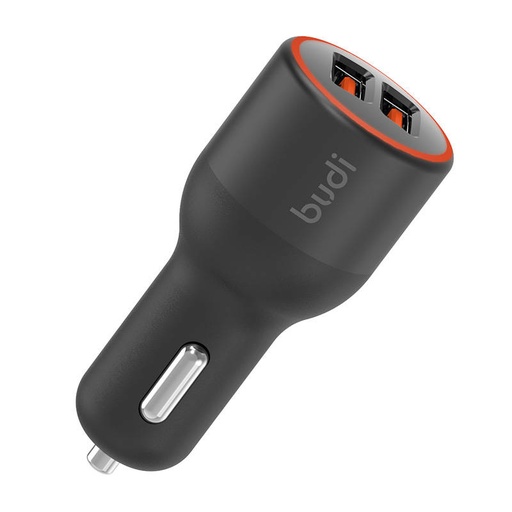 [050576] Auto punjač Budi, 2x USB, 36W, QC 3.0 (crni)