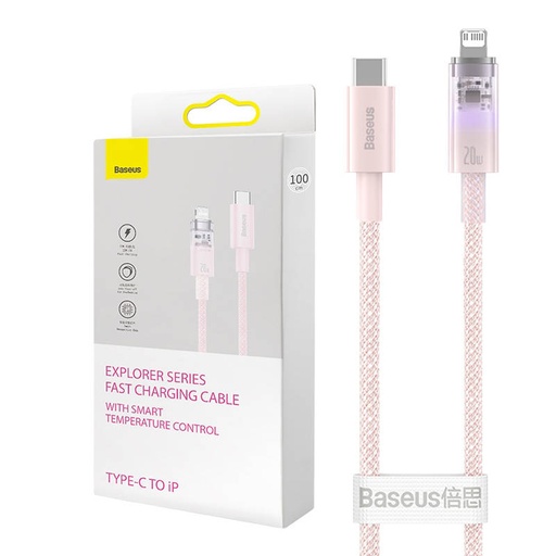 [048746] Kabel za brzo punjenje Baseus USB-C na Lightning Explorer Series 1m, 20W (ružičasti)