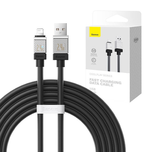 [048725] Kabel za brzo punjenje Baseus USB-A na Lightning CoolPlay Series 2m, 2.4A (crni)