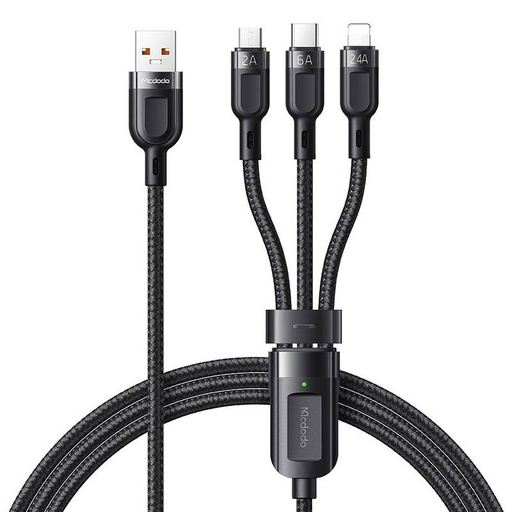 [048783] 3u1 USB na USB-C / Lightning / Micro USB kabel, Mcdodo CA-0930, 6A, 1,2 m (crni)