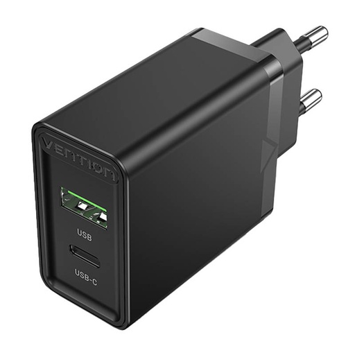 [051152] Zidni punjač EU USB-A(18W), USB-C(20W) Vention FBBB0-EU, 2.4A, PD3.0 (crni)