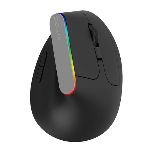 [055625] Bežični vertikalni miš Delux M618C 2.4G 1600DPI RGB (crni)