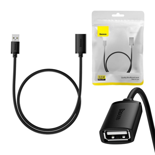 [047014] USB 2.0 produžni kabel Baseus muški na ženski, serija AirJoy, 0,5 m (crni) (paket od 5 komada)