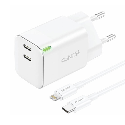 [053438] Zidni punjač Foneng GAN35 2x USB-C 2.4A (bijeli)